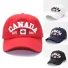 Red cotton 6 panel unisex custom embroidered fitted baseball caps and hats With Canada Flag Logo