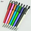 Plastic Painting Blue Color Ball Pen with hook shape clip