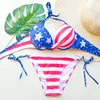 American flag bra stiff-wrap split swimsuit