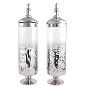 Wholesale Silver Cutting Design Decorative Glass Apothecary Jars