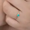 2017 danity 925 sterling silver gold plated 3mm square turquoise stone thin gold girl rings