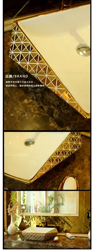 Bathroom product, porcelain arabic wash basin gold color KD-06GBA