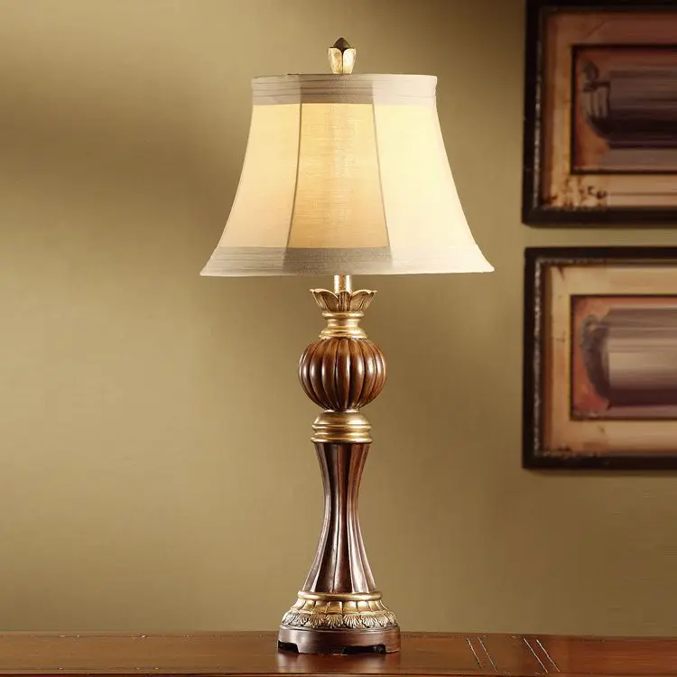 Wholesale Square Pleated Shade Vintage Bedside Resin Hotel Table Lamp ...