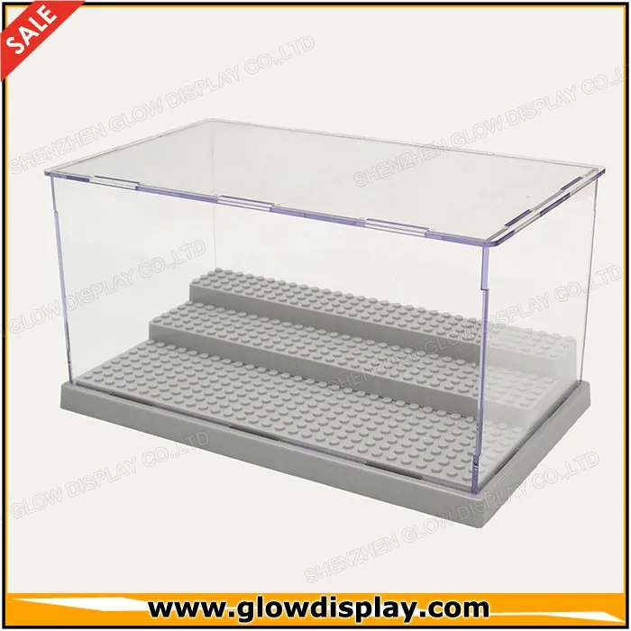 3 Steps Display Case/box Dustproof Showcase Gray Base For Lego Blocks