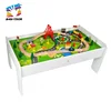 Customize educational 60PCS white wooden train set table for children W04C175C