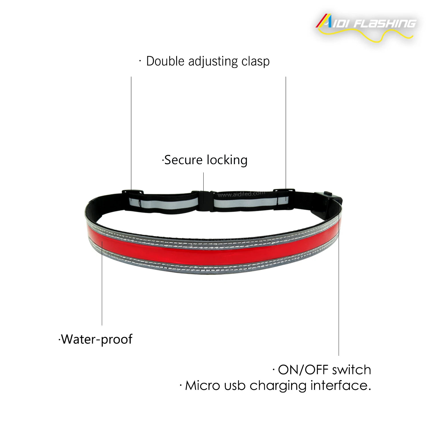 Factory direct sale OEM custom running waist belt  LED lighted waist bag