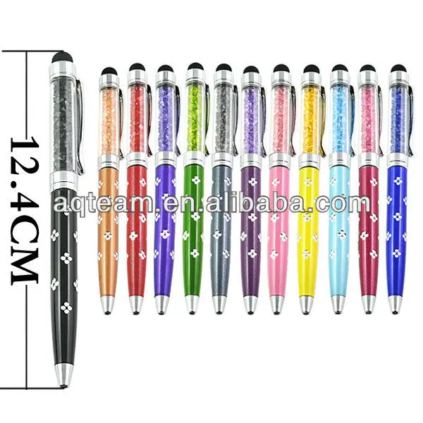 Crystal Capacitive 2 in 1 writting ballpoint Stylus Pen For iPhone iPad Sumsung Mobile Phone Tablet