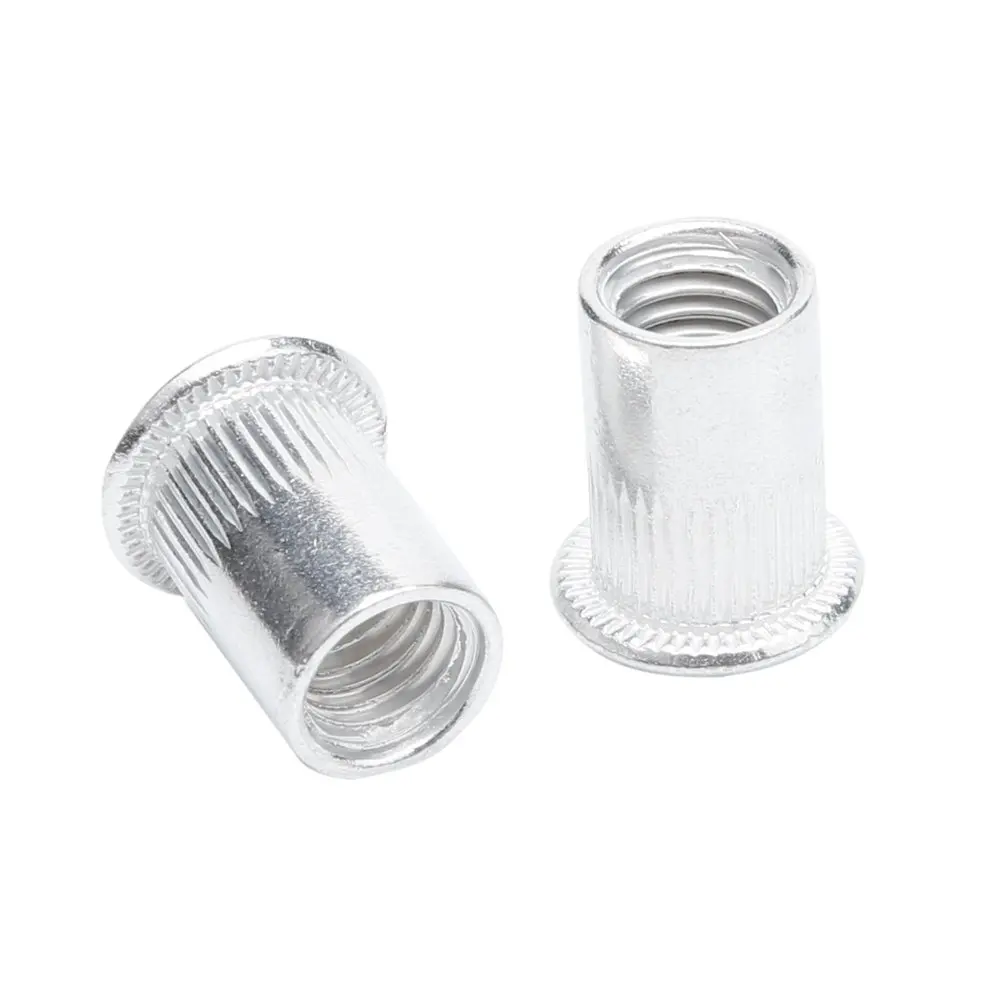 7 Types-150pcs AuSL 150PCS Yellow Zinc Plated Carbon Steel Rivet Nut M3 M4 M5 M6 M8 M10 M12 Flat Head Threaded Rivet Nutsert Cap Assortment