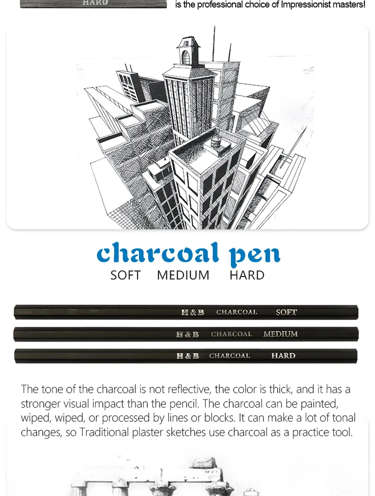 48pcs Charcoal Sketch Pencil Art Set Drawing For Professional - Buy 