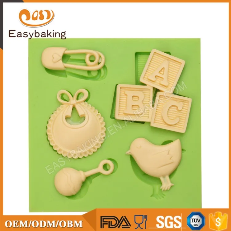 ES-1222 ABC Baby Assortment Silicone Molds for Fondant Cake Decorating 5 Cavities