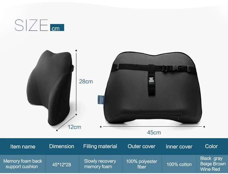 Adjustable Strap Memory Foam Pillow Lumbar Rest Cushion Car Seat Back Support.jpg