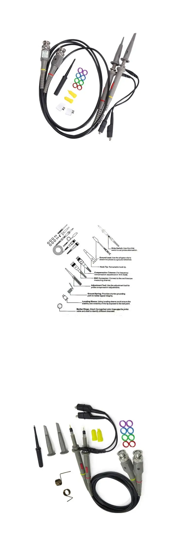 Oscilloscope Probe Test Lead With Alligator Clips Set P6100 Scope Probe