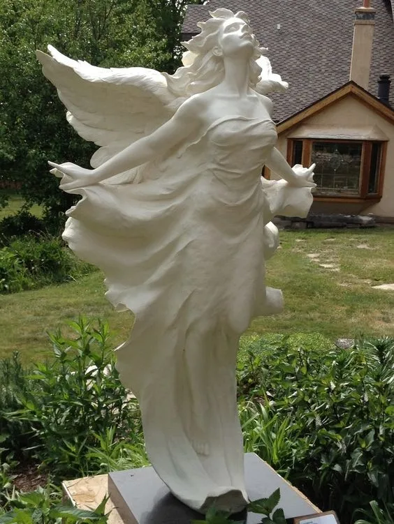 Life Size Marble Stone Carved Flying Angel Garden Statue