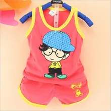2016 Newborn Baby Clothing Sets Boy/girl Cotton Vest + Shorts 2pcs Kids Clothes Sets Cartoon Suit Summ