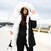 CX-G-P-02D Ladies Women Winter Latest High Quality Real Fox Collar Faux Fur Lined Parka Coat for Sale