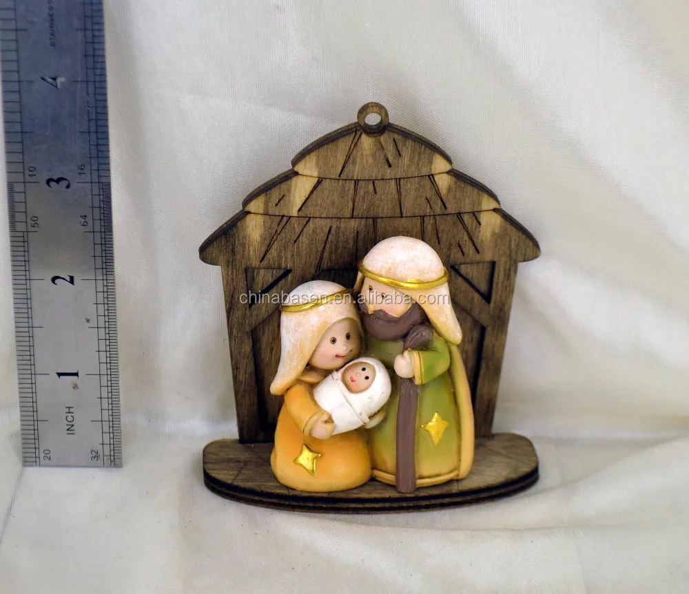 Wholesale Religious Gift Carve Wooden Resin Jesus Baby Figurine Craft