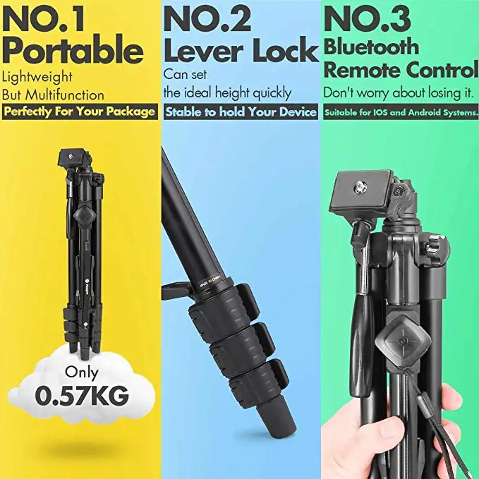 Fotopro 3-way Head Professional Photography Lightweight Compact Tripod ...