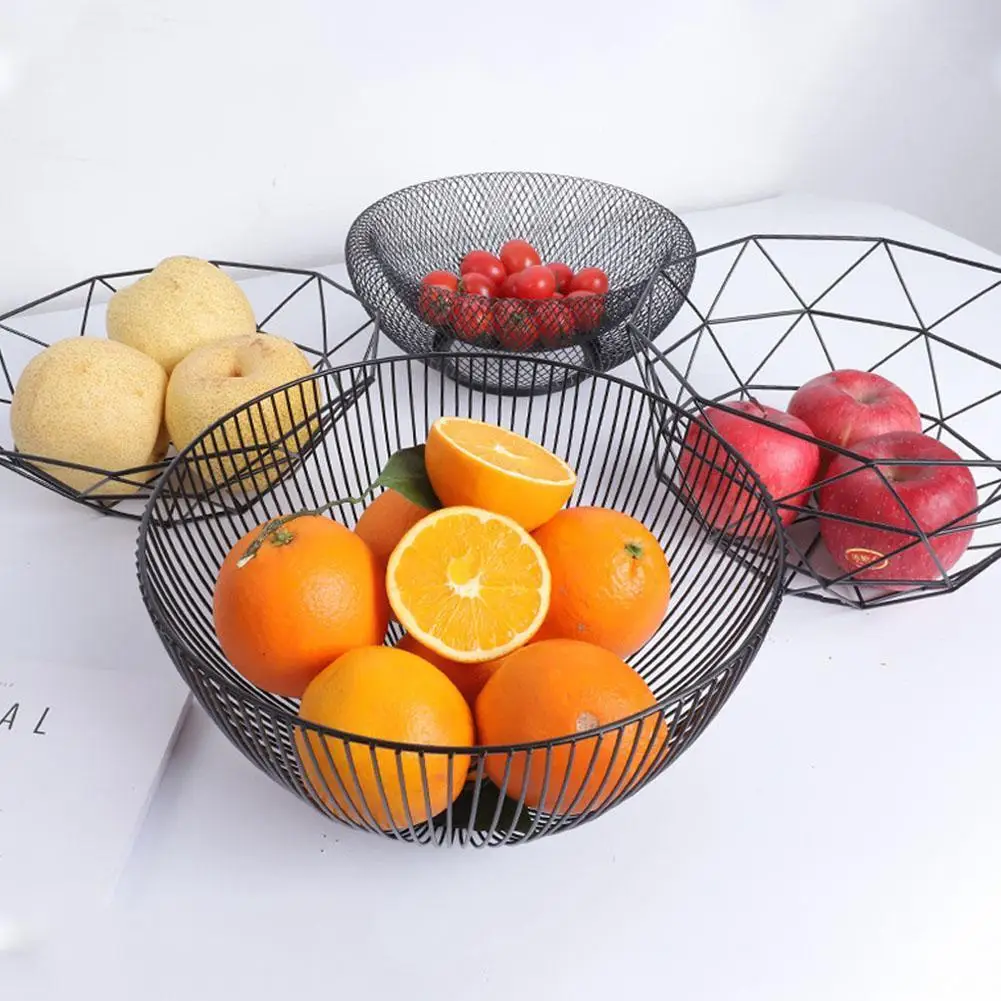 Fruit Basket Wire Decorative Metal Storage Basket Black Display-bowl ...