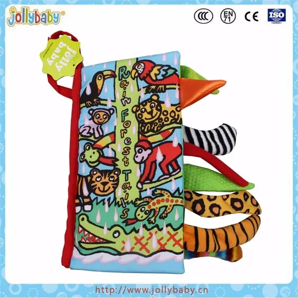 Jollybaby Wholesale Animal Tails Baby Cloth Book,Baby Educational Cloth Book,Colorful Fabric Book