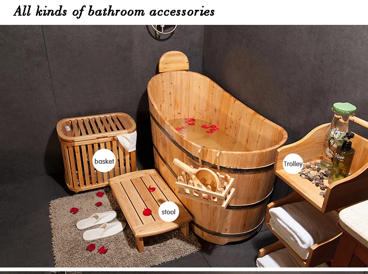 Cedar Wood Bathtub Traditional Japanese Ofuro With Steamer And Sauna