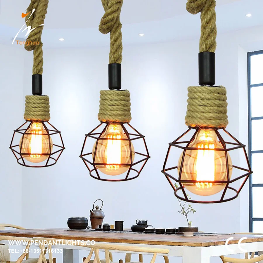 House Decor Bird Cage Shape e27 Edison Bulb Ceiling Pendant Light for Bar Cafe