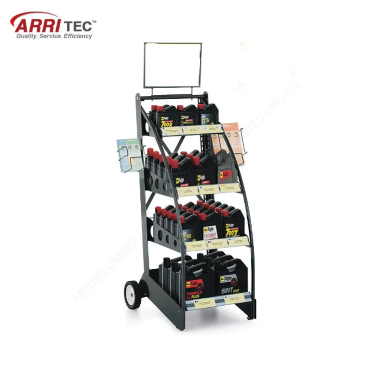 Engine Oil Rack Adjustable Shelving Stand With Movable Metal Motor