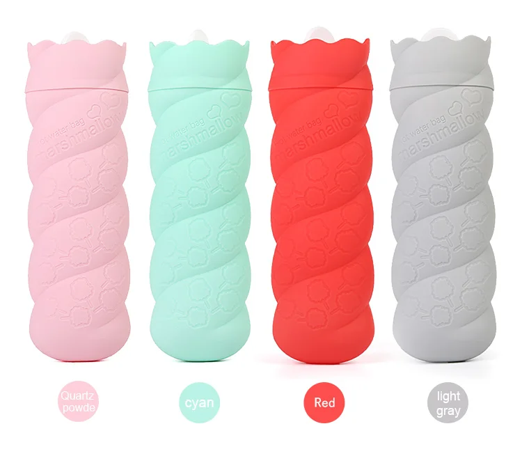 Wholesale Microwave Silicone Long Hot Water Bottle With Fleece Cover