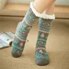 S4363 new 2019 thick warm soft sherpa lined fuzzy christmas socks indoor cozy floor socks non slip silicone snowflake home socks