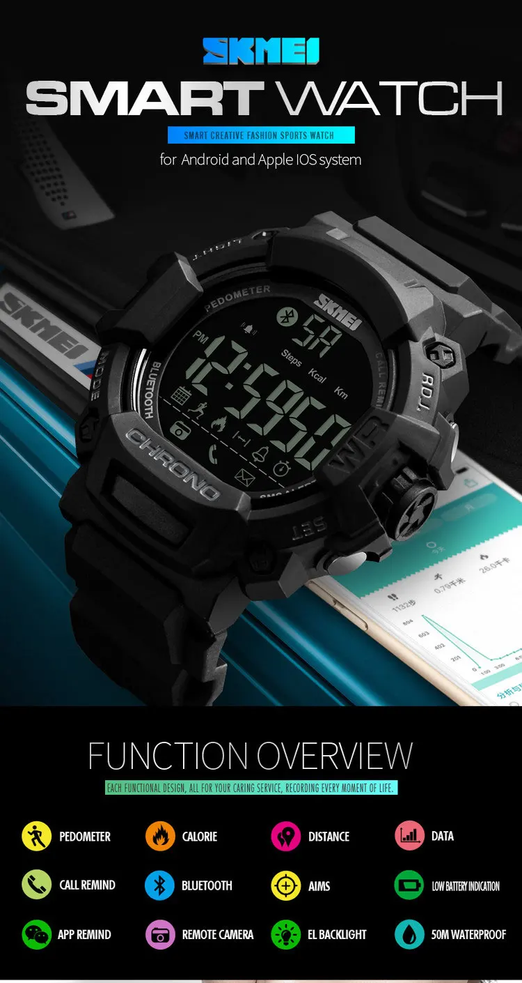 SKMEI Bluetooth Sport Watch Men Electronic Compass Waterproof Calories  Pedometer Watch Men's Clocks Rechargeable Digital Watches - buy SKMEI  Bluetooth Sport Watch Men Electronic Compass Waterproof Calories Pedometer  Watch Men's Clocks Rechargeable