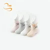 Spring summer girls sweet bubble cuff lace bow cotton net socks