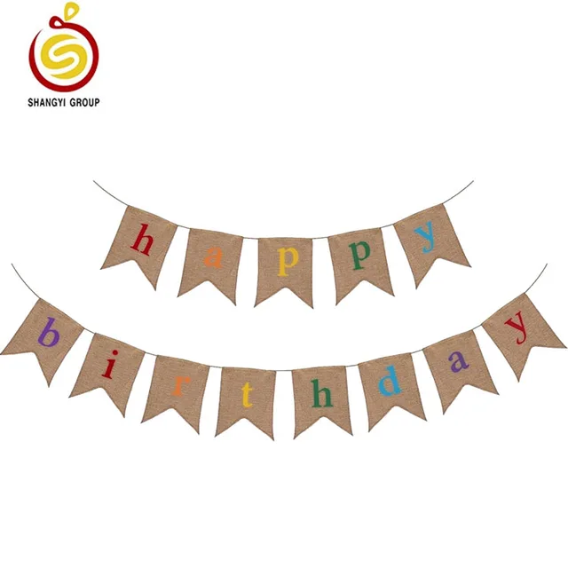 Burlap happy birthday banner kids Birthday party supplies