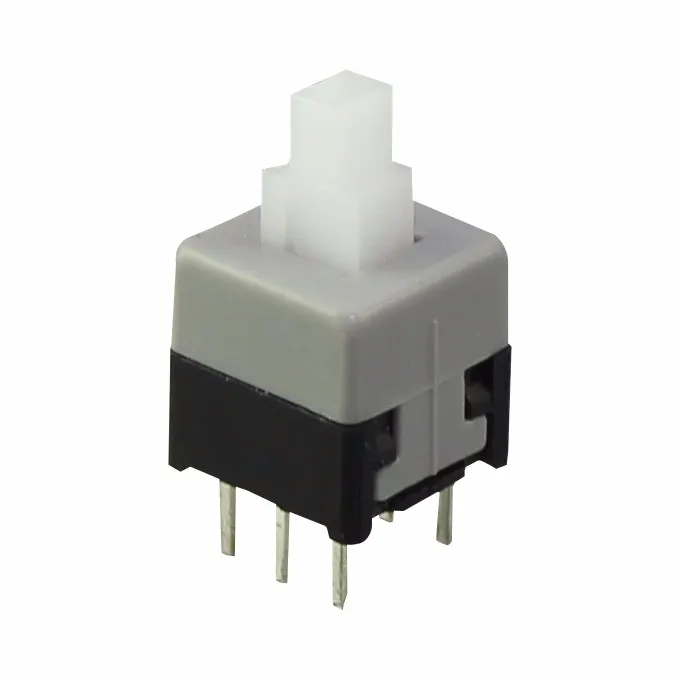 KFC 6Pin 2P2T Latch Push Electronic Switch 8.5x8.5 Square Plastic Design