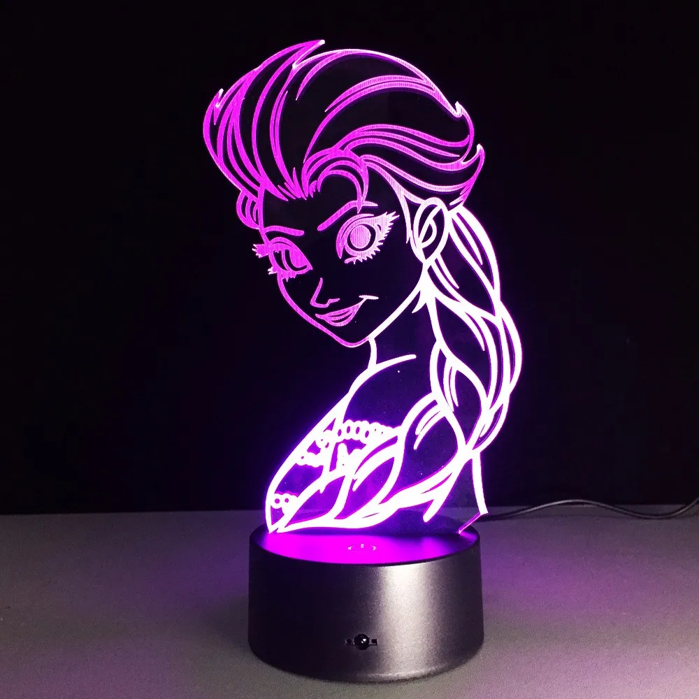 Wholesale Dairy Queen ELSA shape 3d acrylic illusion lamp decorative led night lights with 7 color changing made in china