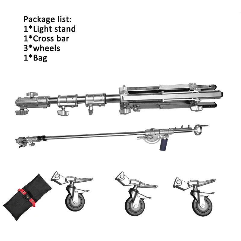 Stain steel Photographic stand video stand camera stand with wheels kits