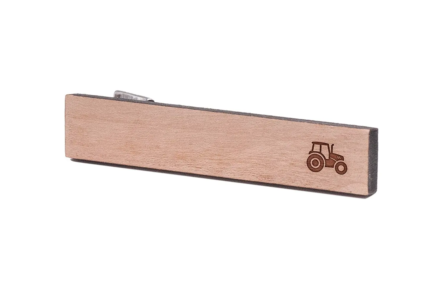 Cherry Wood Tie Bar Engraved in The USA Wooden Accessories Company Wooden Tie Clips with Laser Engraved Smiling Person Design