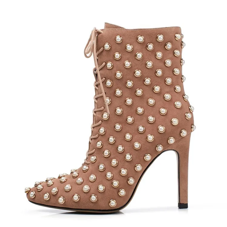 chunky boots with pearls