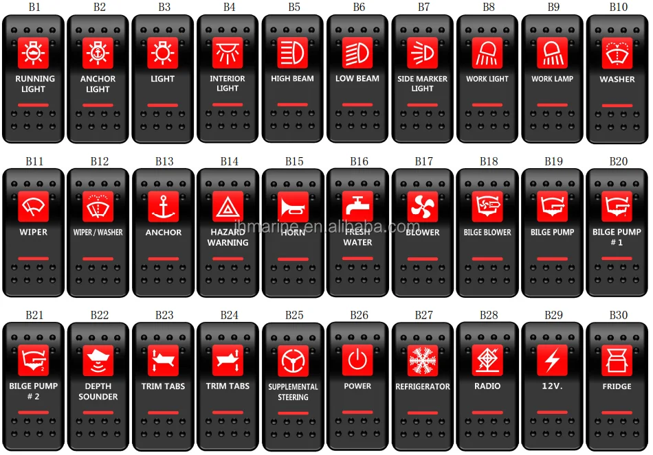 Marine Rocker Switch Carling Style/12v 24v Electric Led Light Bost