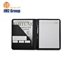 A4 compendium folder leather/black leather a4 zipped conference compendium with calculator/zippered executive compendium