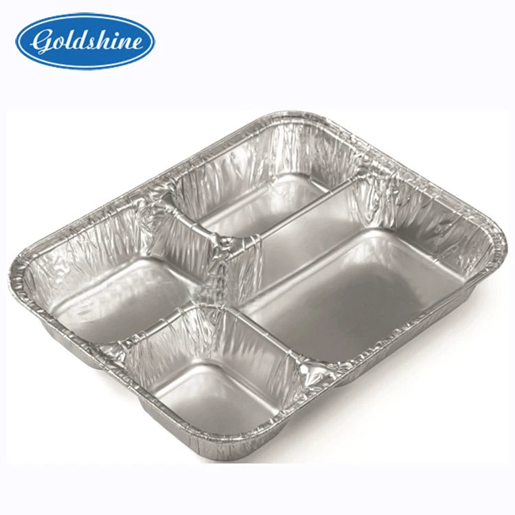 Disposable Divided 4 Compartment Aluminum Foil Pan Tray
