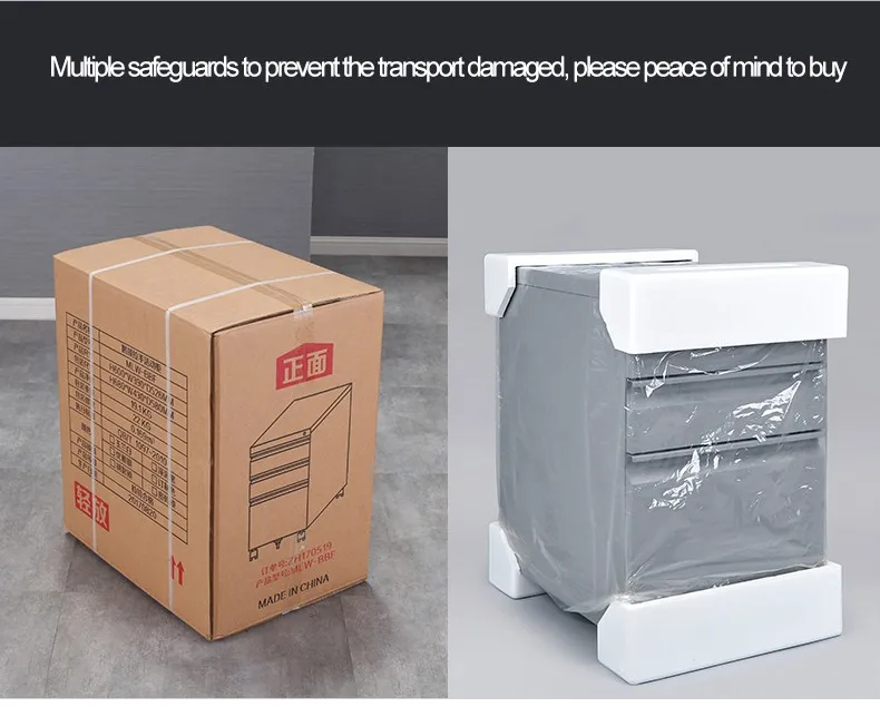 Office Furniture Movable Steel 3 Drawers File With Lock For