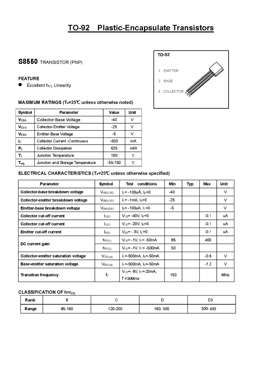 d transistor 331 Pnp Transistor Transistor To 92 D331 S8550 Equivalent