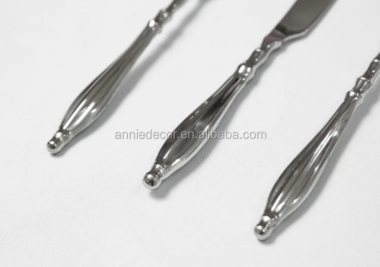 Hot Sale Metal Stainless Steel Spoon Fork Knife Silver Flatware Wedding Centerpieces Dinner Table Decor Cutlery Set