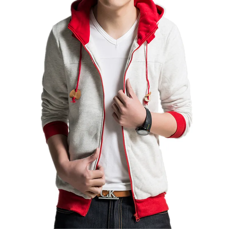 black hoodie with red inside