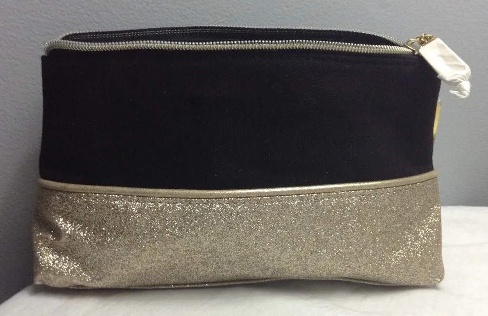 Fashion Wholesale Blank Canvas Cosmetic Bag Custom Black And Gold Glitter Make Up Bag - Buy ...