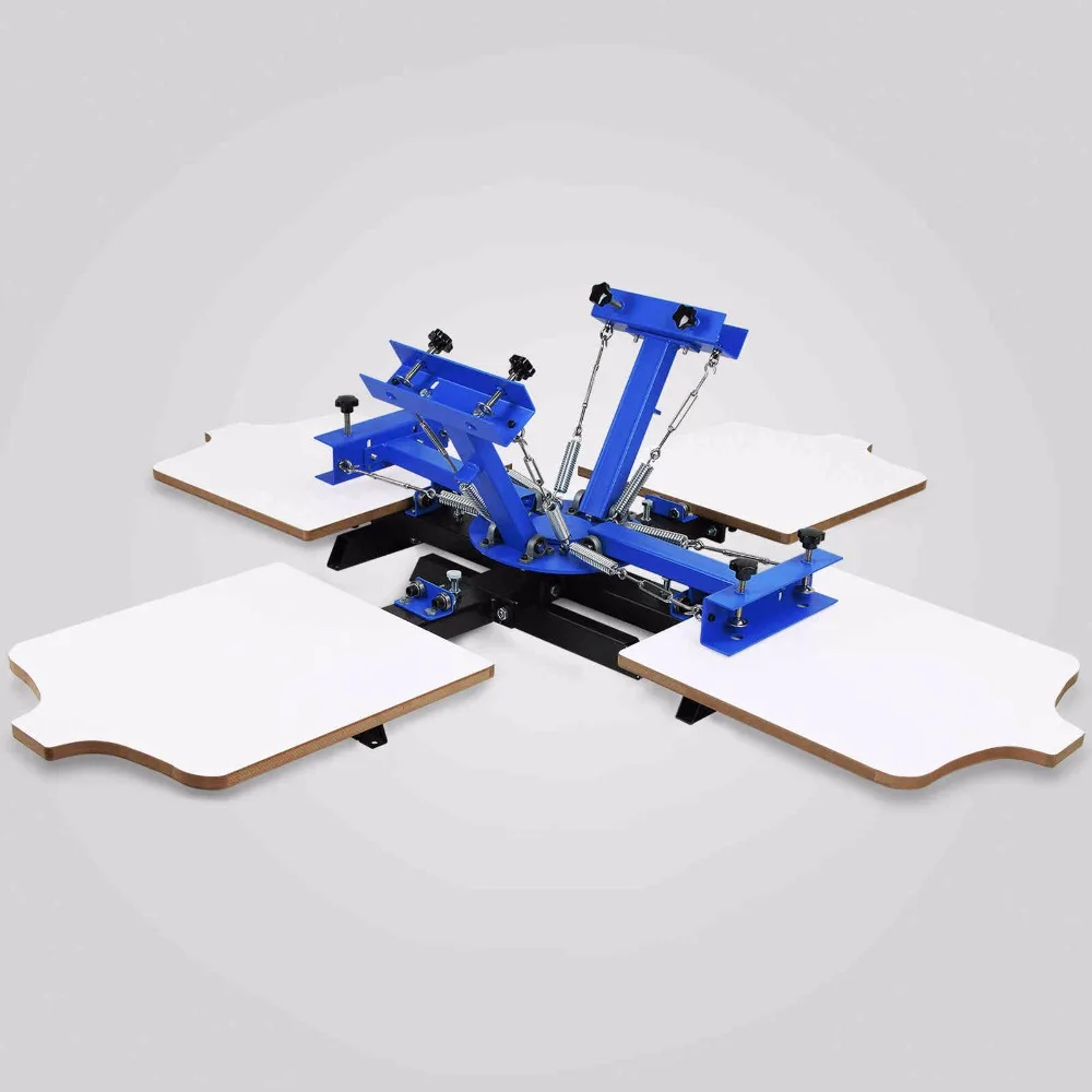 Manual 4 Color 4 Station Single Rotary Screen Press Silk Screening