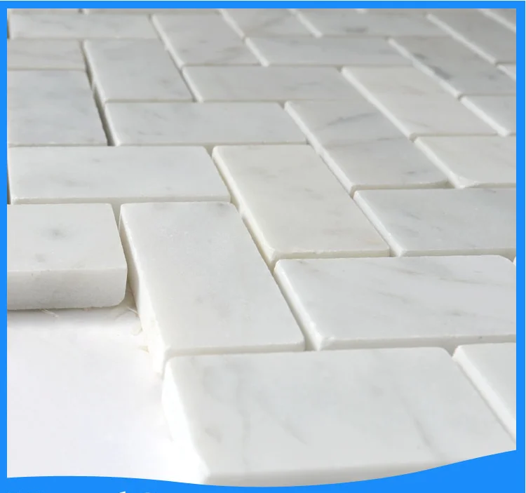 carrara white marble herringbone tile mosaic