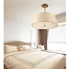 Modern bulb / led hanging lamp high grade linen pleat chandelier, tempered glass shades design