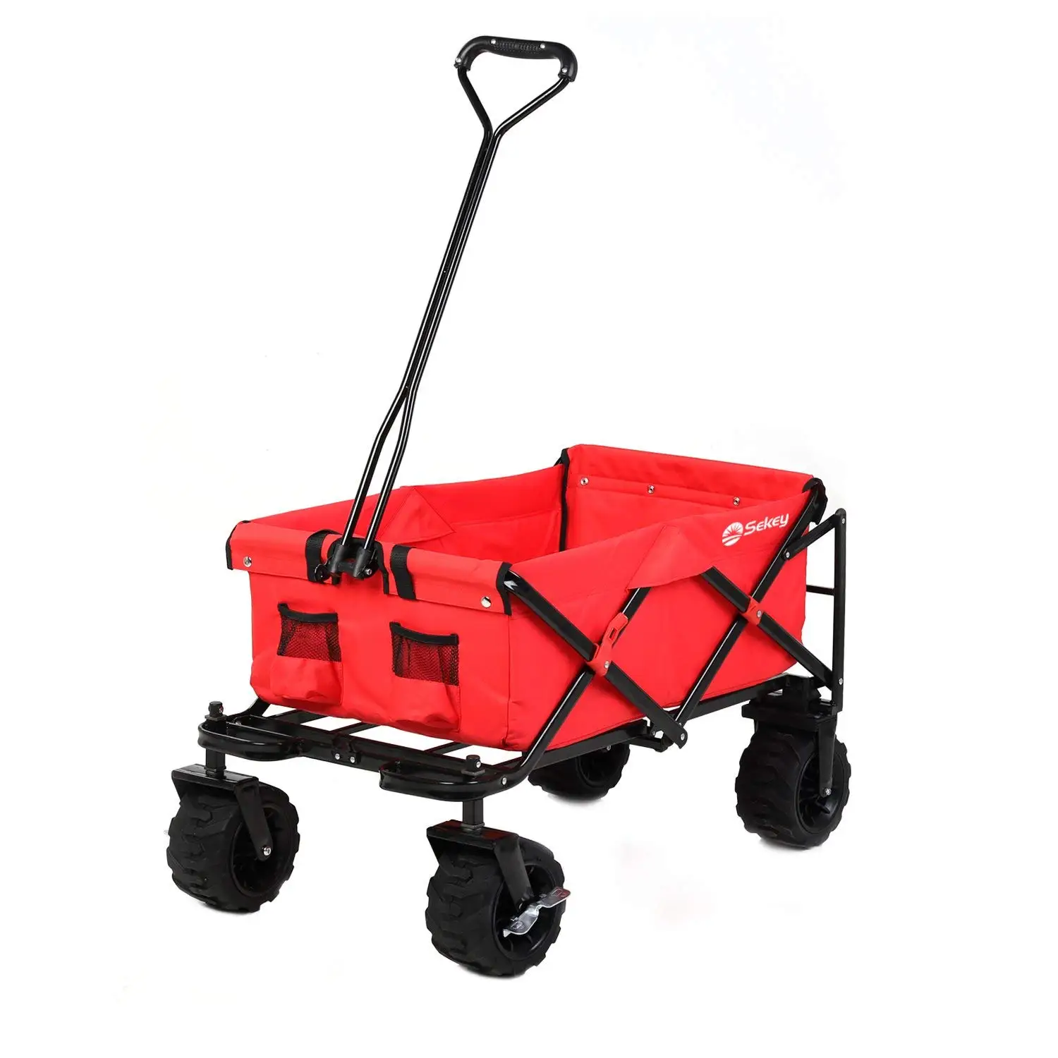 Sekey 120kg Wide Wheel Folding Garden Hand Cart Festival Beach Camping Trolley