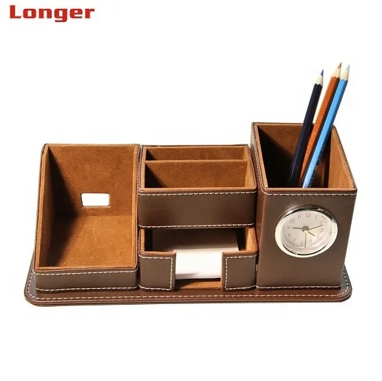 Promotion Gift Customized Pu Leather Pen Holder Multi-purpose Desk ...