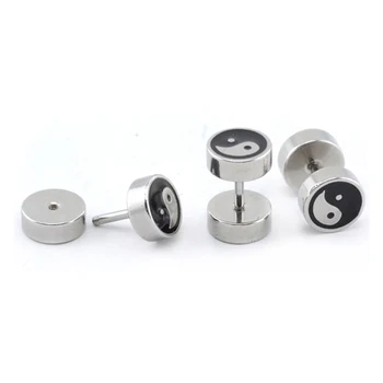 Whole Mens Earring Ear Stud Fashion Boys Earrings Studs Yin Yang Whole Mens Earring Ear Stud Fashion Boys Earrings Studs Yin Yang Surgical Steel